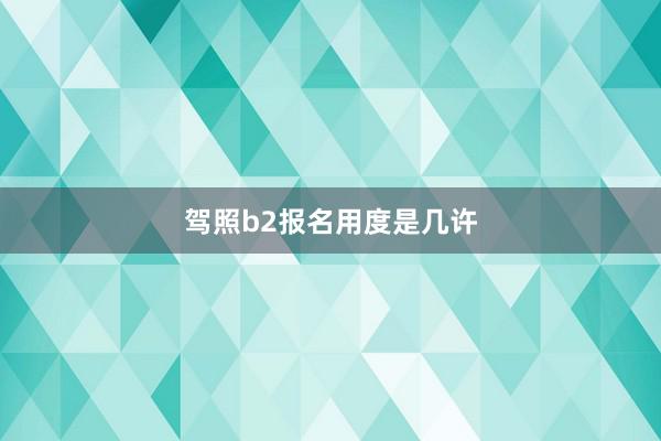 驾照b2报名用度是几许